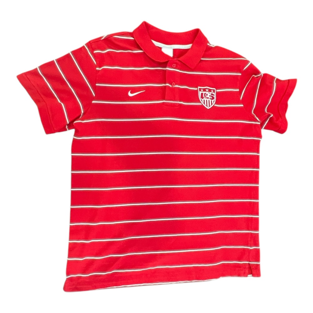 Nike Polo US Soccer Team Stripped Rare Stripped Red And White Men’s Size XL